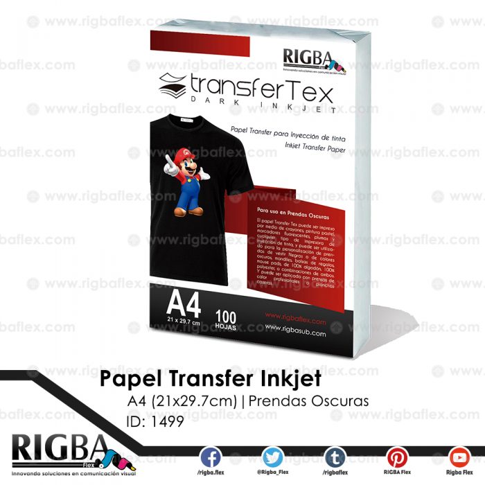 Papel Transfer Inkjet (prendas oscuras) A4